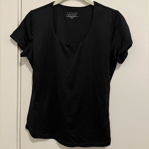 Tahari black scoop neck tee